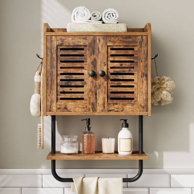 Bathroom cabinet best sale with towel hooks